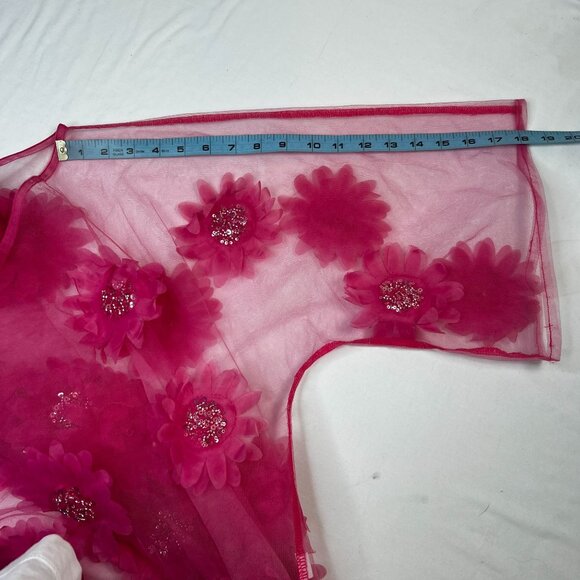 Tela Luxury Mercantile West Palm Beach Floral Mesh Maxi Dress Hot Pink OS - Picture 5 of 12